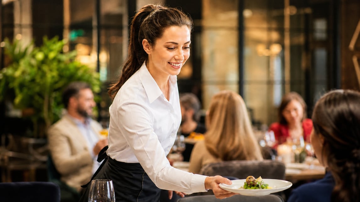 Servicemitarbeitende am servieren