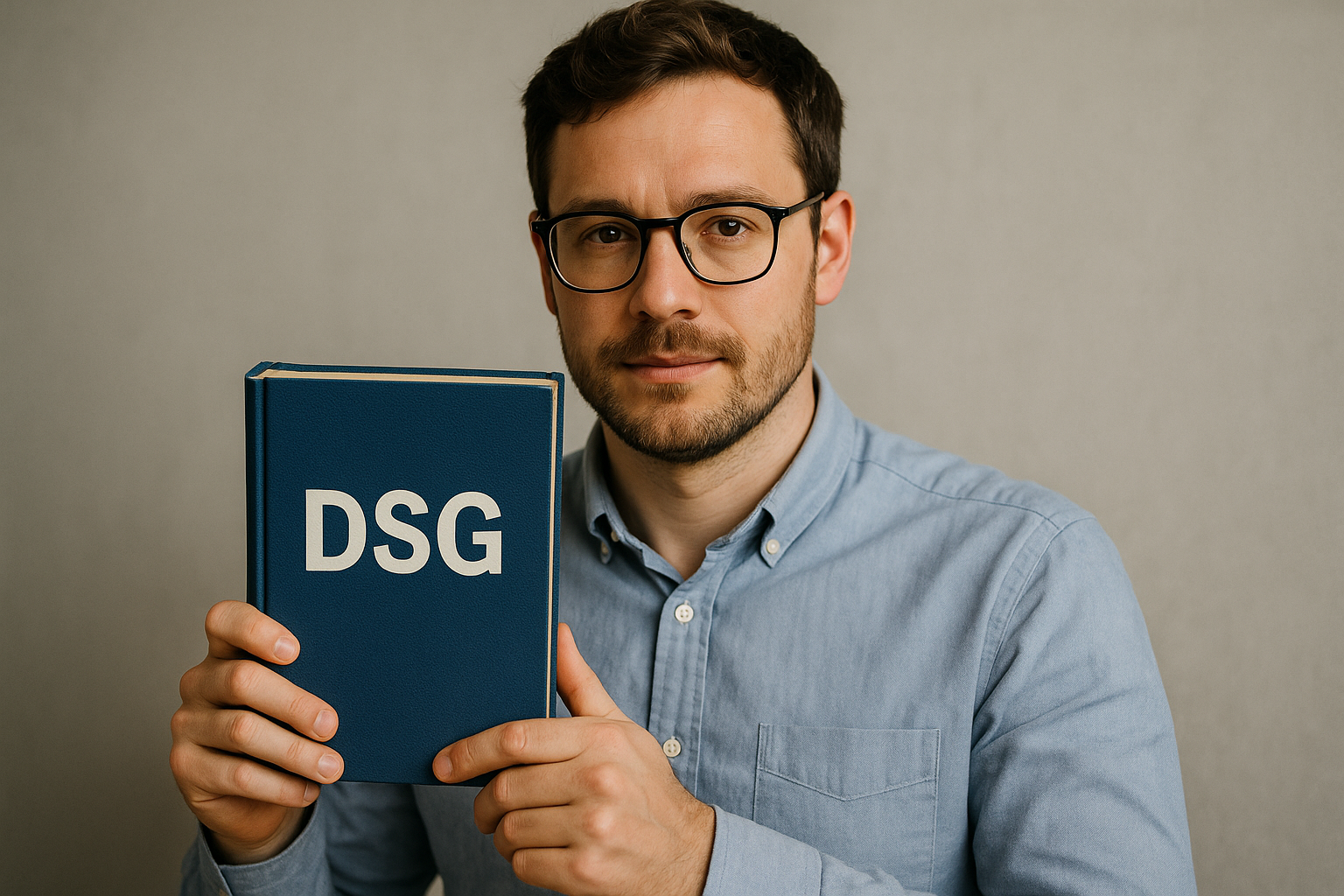 photographic Mensch mit einem Buch in der Hand wo DSG darauf geschrieben ist-1